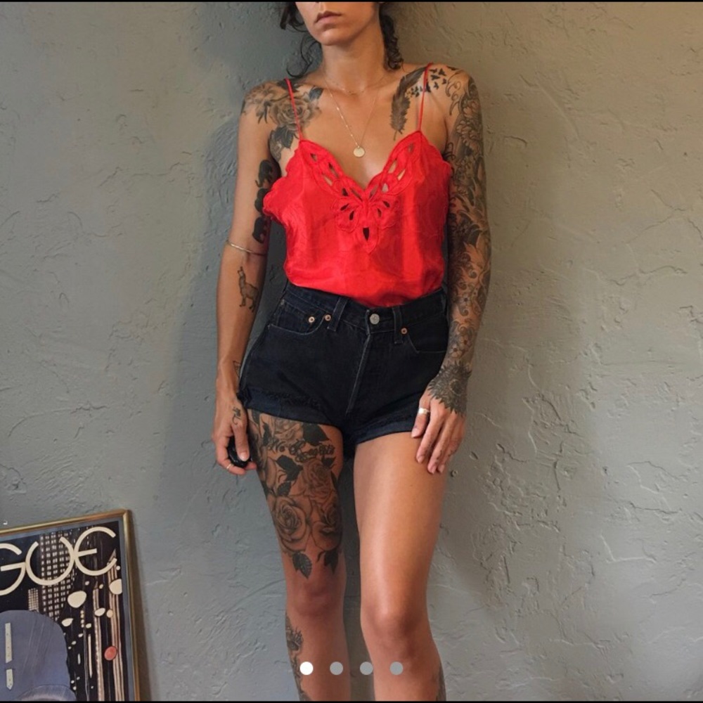 SOLD🖤DEPOP Vintage Natori Silk Perforated Teddy